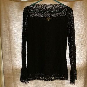 Black lace long sleeve blouse
